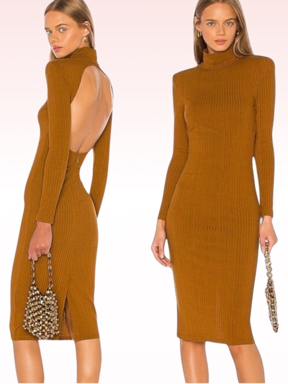 Nwt LPA Jovi Rust Orange Mock Neck Sweater Dress (Sz M)